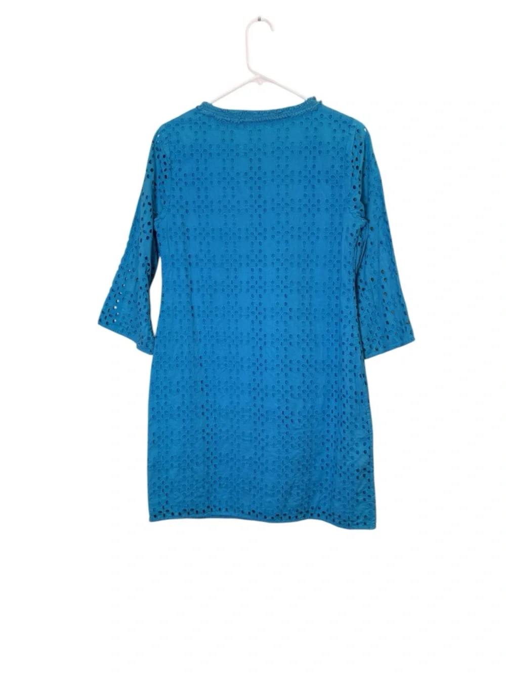 crown & ivy Women’s Royal Blue Eyelet Cottagecore Normcore Mini Dress sz 4